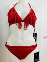 New with tags! Skye Swimwear Tassel Bikini in Red, Sz L