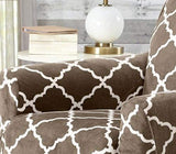 Great Bay Home Modern Velvet Plush Arm Chair Slipcover. Strapless One Piece Stretch Chair Cover. Arm Chair Cover for Living Room. Magnolia Collection Slipcover. Walnut Brown!