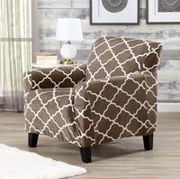 Great Bay Home Modern Velvet Plush Arm Chair Slipcover. Strapless One Piece Stretch Chair Cover. Arm Chair Cover for Living Room. Magnolia Collection Slipcover. Walnut Brown!