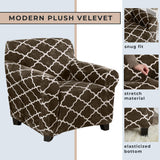 Great Bay Home Modern Velvet Plush Arm Chair Slipcover. Strapless One Piece Stretch Chair Cover. Arm Chair Cover for Living Room. Magnolia Collection Slipcover. Walnut Brown!