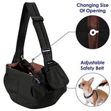 New SlowTon Pet Carrier, Dog Cat Hand Free Sling Carrier Shoulder Bag Adjustable Padded Shoulder Strap Tote Bag with Front Pocket Safety Belt Outdoor Travel Puppy Carrier for Dogs Cats Walking Daily Use, Black