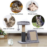 New Small Cat Tree with Sisal-Covered Scratching Posts Cozy Condo Dangling Balls for Kitten, Small Cats Spacious Perches Activity Centers