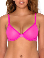 NEW Smart & Sexy Womens Sheer Mesh Demi Underwire Bra, Sz 32D! Pink Mesh!