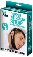 Brand new in package! Total Vision Copper Anti-snore straps! Set of 2! It's adjustable with velcro and comfortable to wear as it cradles your chin to help prevent snoring.