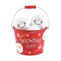 Brand new Indoor Snowball Fight Kit with 6 soft snowballs & red metal bucket! Safe & Fun for all Ages!