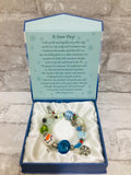 Brand new in Gift Box, Handmade Snow Day Glass bead bracelet! Adjustable! Great for Women, Teens & even children age 5+!