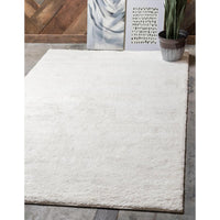 Unique Loom Solo Collection Plush Casual Snow White Area Rug (5' x 7'7), Stain & Fade Resistant! Made in Turkey, Retails $240 W/tax!