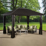 NIB! Genova Hardtop Gazebo, 10 ft. x 14 ft. Dk Brown! Missing Roof Panels!