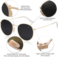 New in box with carry bag! SOJOS Round Polarized Sunglasses for Women Men Classic Vintage Retro Frame UV Protection