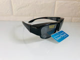 New Solar Shield Fits-Over Sunglasses or wear on their own! Polycarbonate Polarized Lenses! 100% UVA/UVB protection! Black Men's