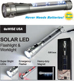 Solar Fusion 3 in 1 Solar LED Flashlight Warning Light Work Light Aluminum, Never Needs Batteries!