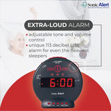 New in box! Sonic Bomb Dual Extra Loud Alarm Clock with Bed Shaker, Vibrating Alarm for Heavy Sleepers, Full Range Dimmer, Battery Backup – Black! Retails 75+