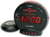 New in box! Sonic Bomb Dual Extra Loud Alarm Clock with Bed Shaker, Vibrating Alarm for Heavy Sleepers, Full Range Dimmer, Battery Backup – Black! Retails 75+