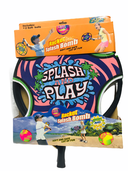 New Racket Splash Bombs Splash Paddle Ball 4-pc Pool Toy Set for Kids! Includes 2 soft paddles & 2 soft balls!