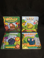Set of 4 Squeaker Board Books, Squeeze The Animals And They Squeak! Retail $19.99