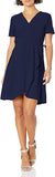 New Star Vixen Womens Short Sleeve Ballerina Wrap Dress, Navy, sz M!