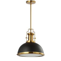 New Wayfair Stunning Metal Black/Brass Gold Staub 1 - Light Single Bell Pendant! Adjustable Height from 21.5-51.5" Retails $322+