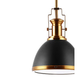 New Wayfair Stunning Metal Black/Brass Gold Staub 1 - Light Single Bell Pendant! Adjustable Height from 21.5-51.5" Retails $322+