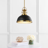 New Wayfair Stunning Metal Black/Brass Gold Staub 1 - Light Single Bell Pendant! Adjustable Height from 21.5-51.5" Retails $322+