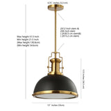New Wayfair Stunning Metal Black/Brass Gold Staub 1 - Light Single Bell Pendant! Adjustable Height from 21.5-51.5" Retails $322+