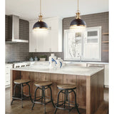 New Wayfair Stunning Metal Black/Brass Gold Staub 1 - Light Single Bell Pendant! Adjustable Height from 21.5-51.5" Retails $322+