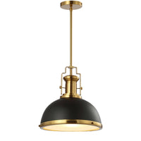 New Wayfair Stunning Metal Black/Brass Gold Staub 1 - Light Single Bell Pendant! Adjustable Height from 21.5-51.5" Retails $322+