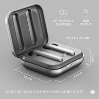 New Urbanista Stockholm Plus True Wireless Earbuds - Over 20 Hours Playtime, IPX4 Waterproof Earphones, Bluetooth 5.0 Headphones, Touch Controls & Enhanced Microphone for Clear Calling, Titanium! Retails $132+