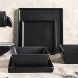 NIB! Stone lain Grace Square Stoneware Dinnerware Set, 24 Piece for 8, Black! Retails $349+!