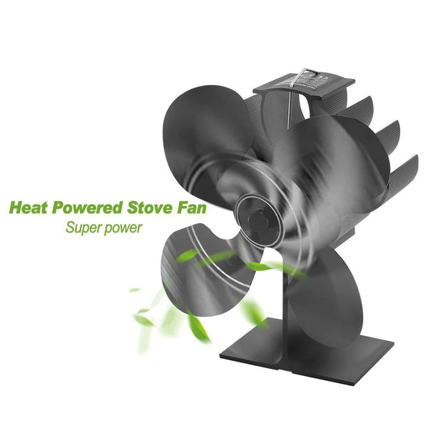 New 4 Blades Heat Powered Wood Stove/ Fireplace Fan for Efficient Heat Distribution, base is copper finish! Truly silent operation, no batteries or electricity needed!