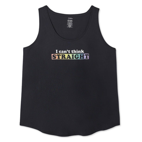 New with tags! George Plus Women's Pride Tank, Black, I Can't Think Straight! Sz 1X!