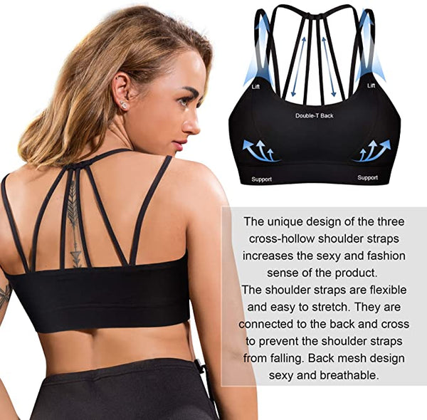 New Ursexyly Strappy Racerback Sports Bra for Women Medium Support