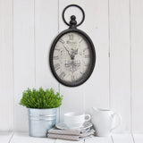 New Stratton Home Decor Antique Black Metal Oval Wall Clock - 6.75 x 11.5 x 1.1!