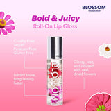 New Blossom Scented Roll on Lip Gloss, Infused with Real Flowers, Made in USA, 0.20 fl. oz./5.9ml, Strawberry/Banana