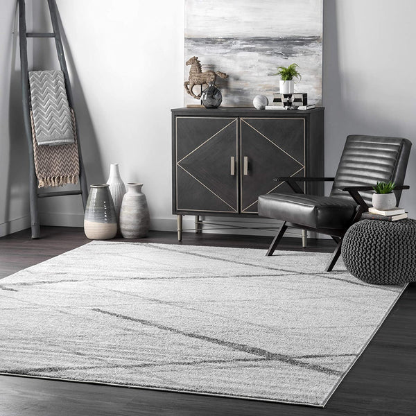 New Wayfair Nuloom Contemporary Striped Polypropylene Area Rug in Grey, Sz 4X6!