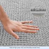 New subrtex Soft Chenille Bath Rug Water Absorbent Quick Dry Machine Washable (Light Grey,24" x 60")