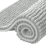 New subrtex Soft Chenille Bath Rug Water Absorbent Quick Dry Machine Washable (Light Grey,24" x 60")