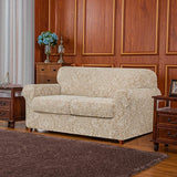 New subrtex Jacquard Damask Sofa Slipcover with 2 Separate Seat Cushion Couch Cover Stretch Washable Furniture Protector for 2-Seater Loveseat (Medium, Linen) Retails $135+