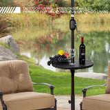 New Sundale Outdoor Adjustable Umbrella Table, Portable Round Table Tray with Umbrella Hole, for Beach Patio Garden Poolside 20in Diameter! Retails $90+