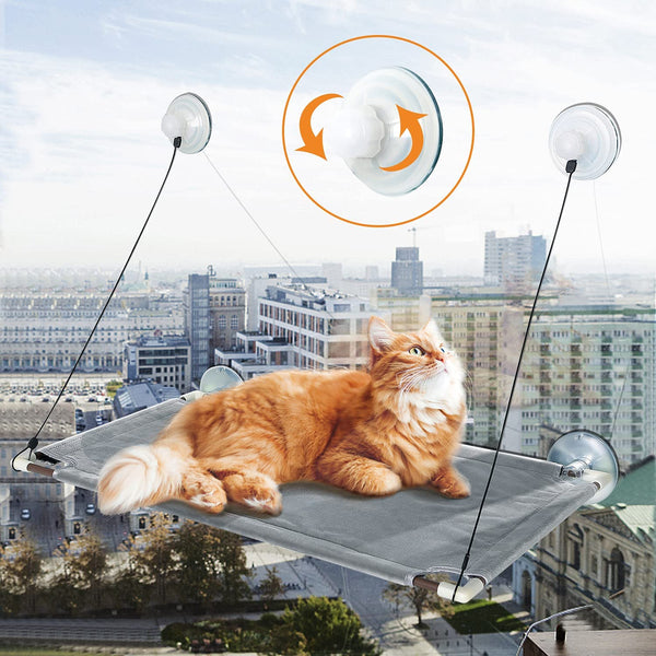 New Tucker Murphy Pet Cat Window Perch with Screw Suction Cups, Cat Window Hammock for Two Cats, Large Space Cat Window Bed, Cat Window Seat for Sunbathing Holding up to 50 LBS (Grey) Retails $100+