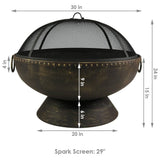 Brand new in box! Sunny Daze 30 in. x 24 in. Round Bronze Steel Wood Burning Fire Bowl with Handles and Spark Screen, Retails $328 W/Tax!