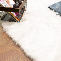 New Premium Quality Designed in NYC Super Area Rugs Ultra Soft & Fluffy Faux Sheepskin Rug, Snow White 6 x 9 Feet Carpet for Bedroom Living Room Retails $335+