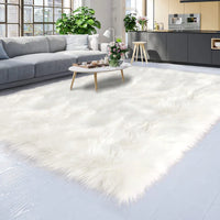 New Premium Quality Designed in NYC Super Area Rugs Ultra Soft & Fluffy Faux Sheepskin Rug, Snow White 6 x 9 Feet Carpet for Bedroom Living Room Retails $335+