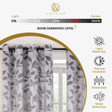 New Superior Leaves Blackout Curtain Set of 2, Thermal Insulated Panel Pair with Grommet Top Header, Beautiful Leaf Jacquard Room Darkening Drapes- Grey, 52”x84” Each