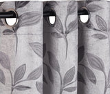 New Superior Leaves Blackout Curtain Set of 2, Thermal Insulated Panel Pair with Grommet Top Header, Beautiful Leaf Jacquard Room Darkening Drapes- Grey, 52”x84” Each