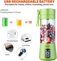 New in box! Supkitdin Portable Blender, Personal Mixer Fruit Rechargeable with USB, Mini Blender for Smoothie, Fruit Juice, Milk Shakes, 380ml, Six 3D Blades for Great Mixing (Green)