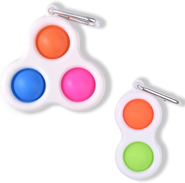 New SUSIMOND 2 Pcs Pop it Fidget, Mini Simple Dimple Sensory Fidget, Stress Relief Fidget Toy for Autism and Adult Anxiety, Mini Keychain