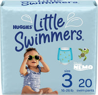 New Swim Diapers, Size 3 Small, Huggies Little Swimmers Disposable Swimpants, 20 ct