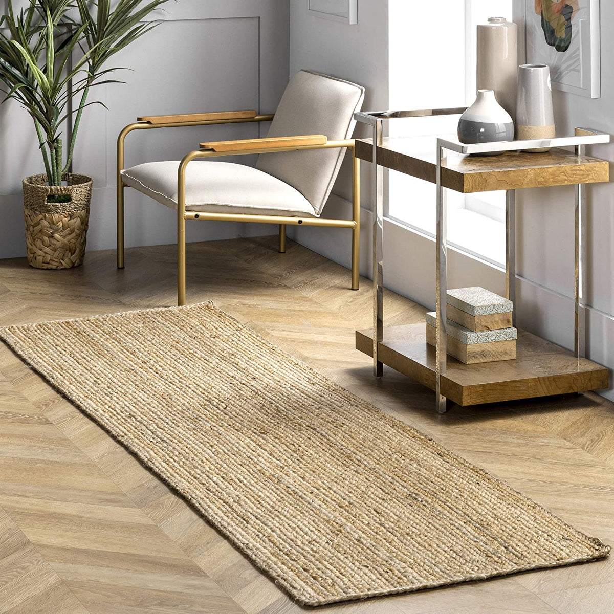 nuLOOM TAJT03 Handwoven Rigo Jute Area Rug Runner, 2'6 x 8', Natural