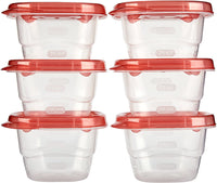 New Rubbermaid TakeAlongs Food Storage Containers, Minis, 0.5 Cup, 6-Pack, Tint Chili