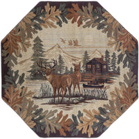 Brand new Amazing Large Tayse Nature Lodge Theme Brown Rug 7 Ft 10" X 7 Ft 10" Octagon! Great Quality! Retails $403 W/Tax!